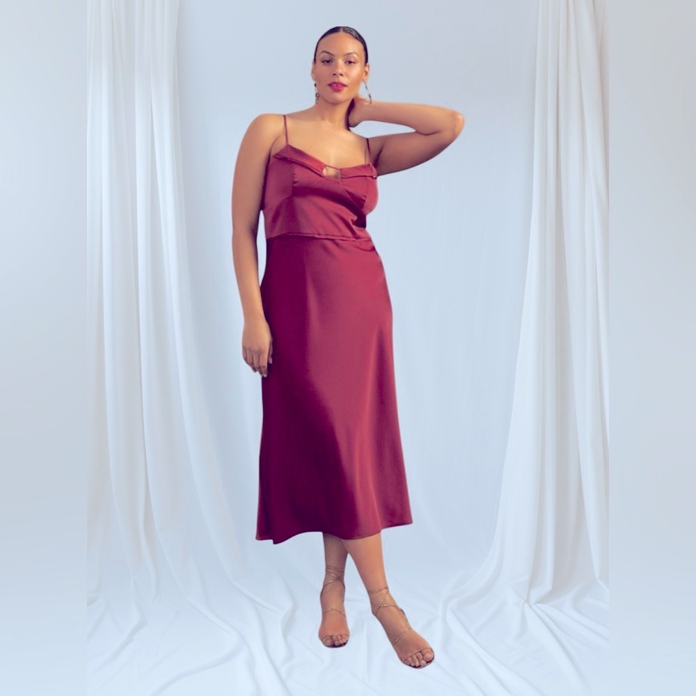 Anthropologie Corset Satin Adjustable Strap Slip Dress